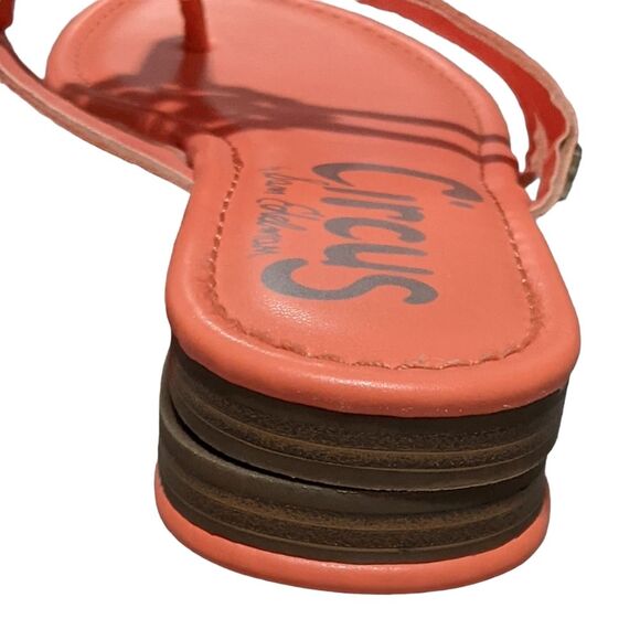 Circus Sam Edelman Canyon orange faux patent leather flip flop sandals 7.5M - Picture 5 of 9